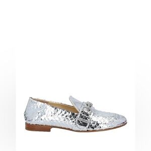 FABI | Silver Metallic Loafers Crocodile Leather Size 36 NEW